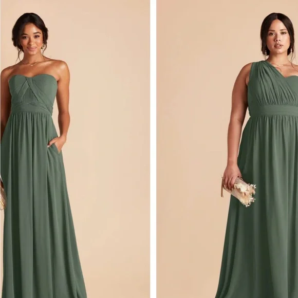 Birdy Grey | Dresses | Birdy Grey Green Asymmetrical Pleated Gown | Poshmark